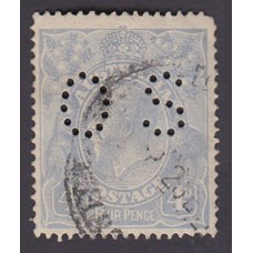 Australian    King George V    4d Blue   Single Crown WMK  Perf O.S. Plate Variety 1L58..